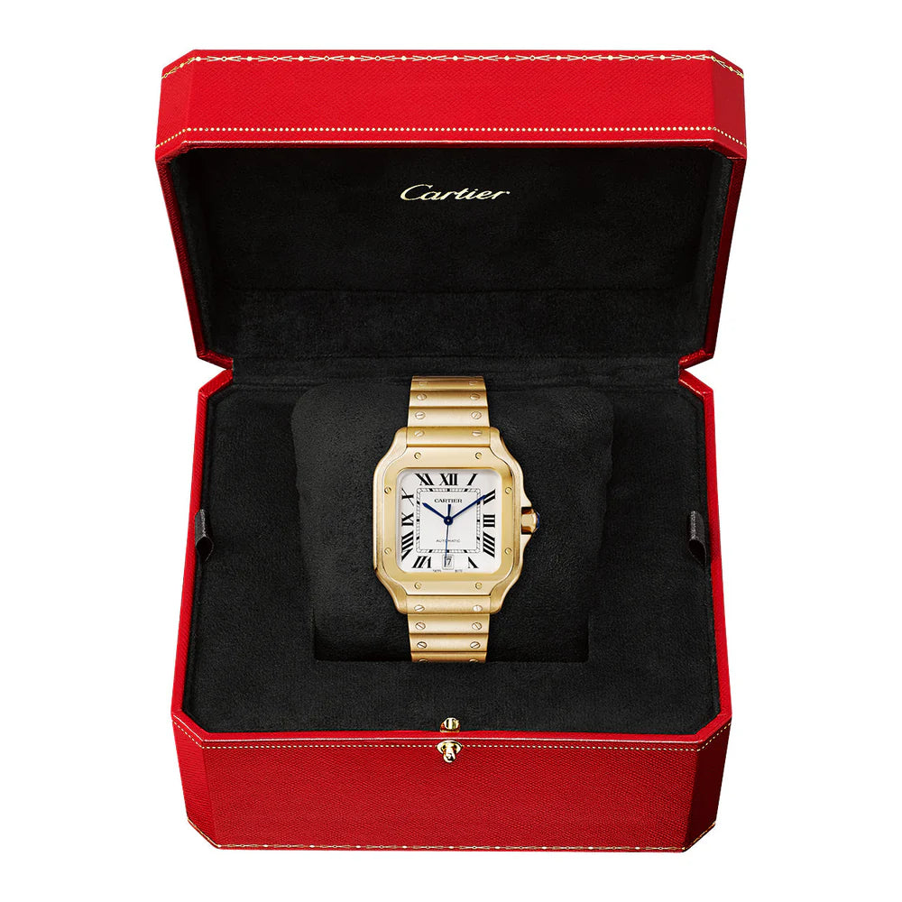 Santos de Cartier Yellow Gold White Dial